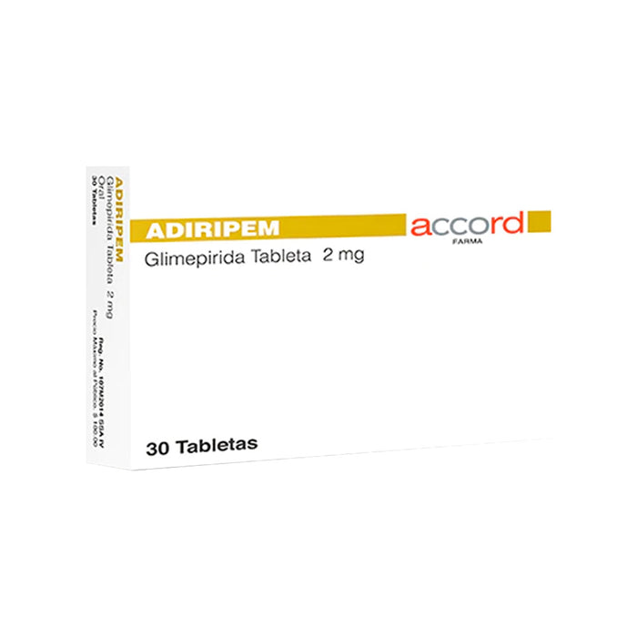 Adiripem Glimepirida 2 mg 30 tabletas | Diabetes Mellitus Tipo 2