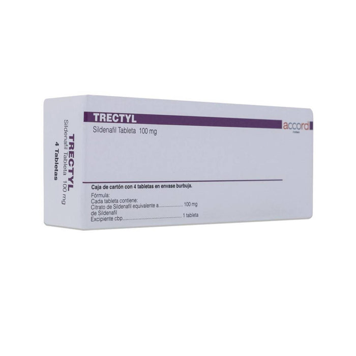 Trectyl Sildenafil 100 mg 4 tabletas | Trata la disfunción eréctil